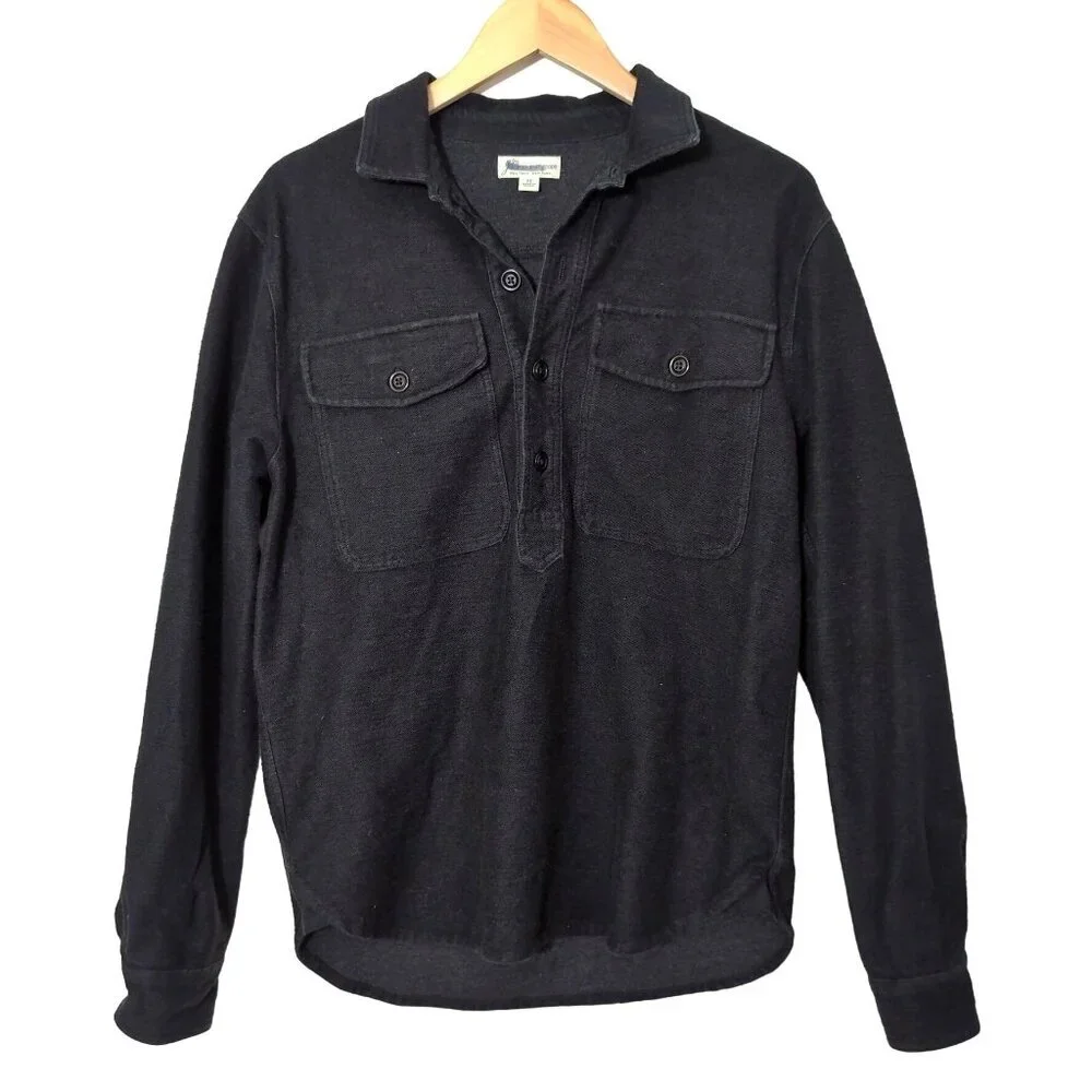 J Crew Knit Goods NY Pullover Shirt‎ Women M Black Long Sleeve Casual Chore Barn
